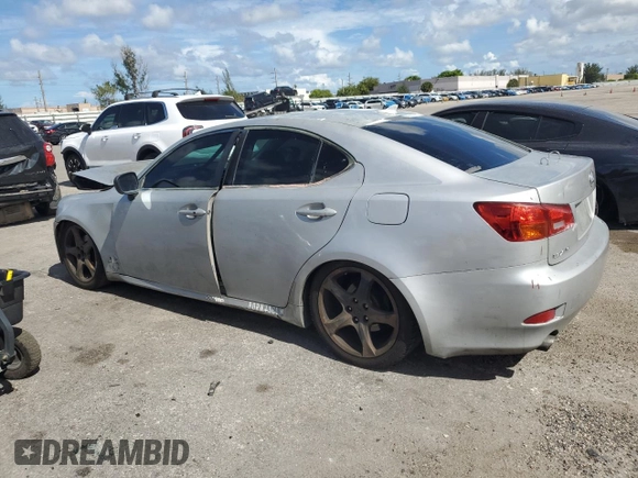 2007 Lexus IS 250 with VIN JTHBK262972036421, listed as a Copart auction lot 60591305 with 155,395 mi miles and Salvage title. Bid and sale history available at DreamBid. Image 2.