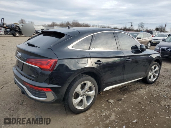 2023 Audi Q5 Sportback S line Premium Plus with VIN WA15AAFY2P2069934, listed as a Copart auction lot 83076934 with Not provided miles and Salvage title. Bid and sale history available at DreamBid. Image 3.