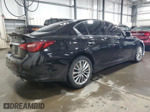 2019 Infiniti Q50 3.0t LUXE with VIN JN1EV7AR6KM557944, listed as a Copart auction lot 48793515 with 54,222 mi miles and Salvage Title. Bid and sale history available at carsss.com. Image 3.