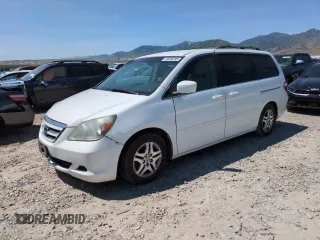 2006 Honda Odyssey EX z VIN 5FNRL38496B458346, wystawiony jako Copart lot #59048295 z przebiegiem 190 955 mil mil oraz Szkoda całkowita • Salvage title. Historia ofert i sprzedaży dostępna na DreamBid. Obrazek 1.