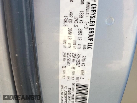 2013 Chrysler Town & Country Touring with VIN 2C4RC1BG8DR754788, listed as a Copart auction lot 51446875 with 234,247 mi miles and Salvage Title. Bid and sale history available at carsss.com. Image 15.