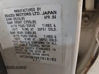 1994 Isuzu Trooper с VIN JACDH58V9R7919182, выставлен на аукционе IAAI как лот 42333093 с пробегом 192 819 миль миль и . История ставок и продаж доступна на DreamBid. Изображение 9.