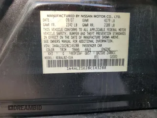 2008 Nissan Altima 2.5 S with VIN 1N4AL21E28C143288, listed as a Copart auction lot 53688345 with 165,280 mi miles and Salvage Title. Bid and sale history available at carsss.com. Image 12.