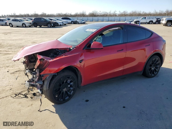 2023 Tesla Model Y Long Range with VIN 7SAYGAEE7PF832264, listed as a Copart auction lot 88822845 with 43,147 mi miles and Salvage Title. Bid and sale history available at carsss.com. Image 1.