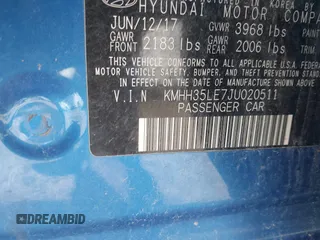2018 Hyundai Elantra z VIN KMHH35LE7JU020511, wystawiony jako IAAI lot #41965810 z przebiegiem 50 753 mil mil oraz . Historia ofert i sprzedaży dostępna na DreamBid. Obrazek 9.