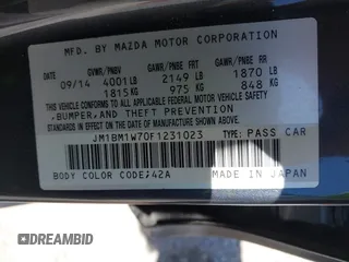 2015 Mazda 3 i Grand Touring with VIN JM1BM1W70F1231023, listed as a IAAI auction lot 41830321 with 176,442 mi miles and . Bid and sale history available at DreamBid. Image 9.
