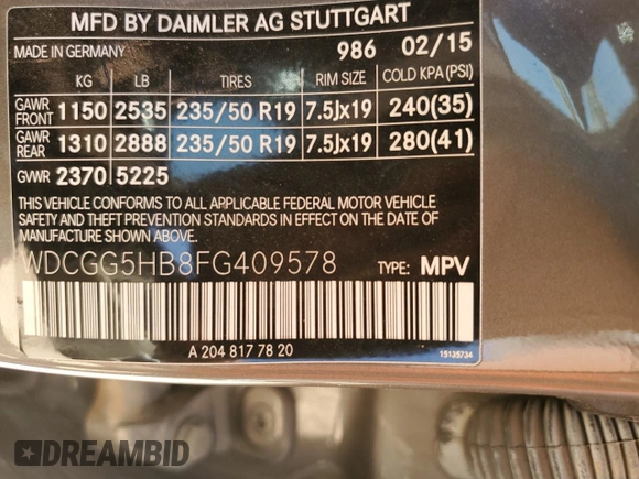 2015 Mercedes-Benz GLK 350 with VIN WDCGG5HB8FG409578, listed as a Copart auction lot 53849675 with 67,271 mi miles and Salvage Title. Bid and sale history available at DreamBid. Image 13.