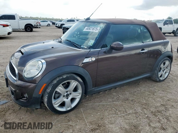 2011 MINI Convertible S with VIN WMWZP3C58BTX83725, listed as a Copart auction lot 60921875 with 45,400 mi miles and Salvage title. Bid and sale history available at DreamBid. Image 1.