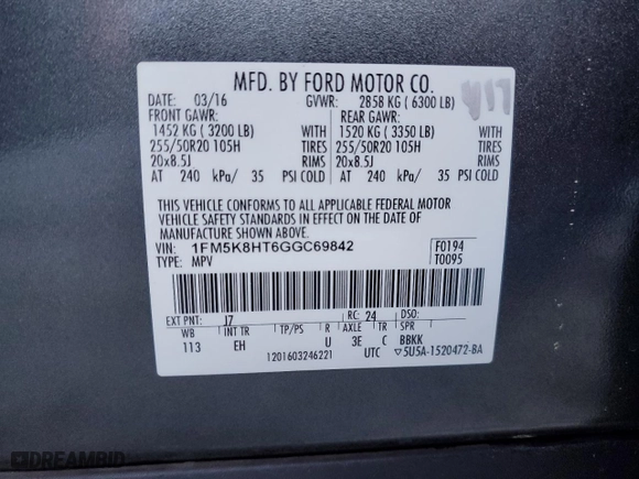 2016 Ford Explorer Platinum with VIN 1FM5K8HT6GGC69842, listed as a Copart auction lot 49149155 with 212,188 mi miles and Clean Title. Bid and sale history available at carsss.com. Image 13.