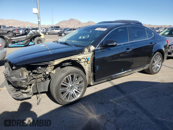 2014 Kia Cadenza Premium with VIN KNALN4D7XE5138813, listed as a Copart auction lot 41406165 with 107,176 mi miles and Salvage Title. Bid and sale history available at carsss.com. Image 1.