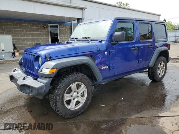 2018 Jeep Wrangler Unlimited Sport S with VIN 1C4HJXDN7JW252986, listed as a Copart auction lot 57256905 with 92,550 mi miles and Salvage title. Bid and sale history available at DreamBid. Image 1.