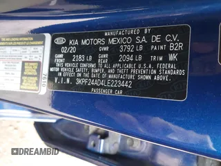 2020 Kia Forte LXS z VIN 3KPF24AD4LE223442, wystawiony jako IAAI lot #42026428 z przebiegiem 81 917 mil mil oraz . Historia ofert i sprzedaży dostępna na DreamBid. Obrazek 9.