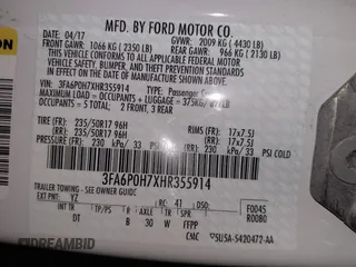 2017 Ford Fusion SE with VIN 3FA6P0H7XHR355914, listed as a IAAI auction lot 41983458 with 118,403 mi miles. Bid and sale history available at carsss.com. Image 9.