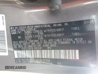 2020 Toyota Sienna L with VIN 5TDZZ3DC8LS063481, listed as a IAAI auction lot 42628496 with 50,382 mi miles and . Bid and sale history available at DreamBid. Image 12.