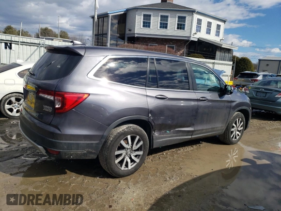 2019 Honda Pilot EX-L z VIN 5FNYF6H56KB067758, wystawiony jako Copart lot #45884515 z przebiegiem 104 662 mil mil oraz Szkoda całkowita • Salvage title. Historia ofert i sprzedaży dostępna na DreamBid. Obrazek 3.