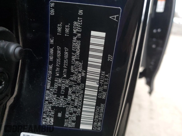 2017 Toyota Sienna LE Auto Access Seat with VIN 5TDKZ3DCXHS787133, listed as a Copart auction lot 88275855 with 41,585 mi miles and Salvage Title. Bid and sale history available at carsss.com. Image 14.
