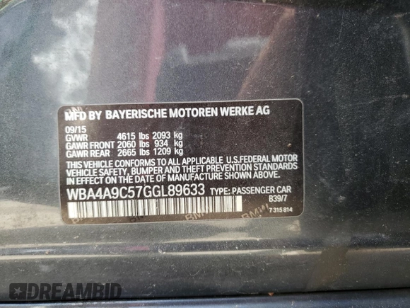 2016 BMW 4 Series 428i z VIN WBA4A9C57GGL89633, wystawiony jako Copart lot #50125925 z przebiegiem 116 809 mil mil oraz Szkoda całkowita • Salvage title. Historia ofert i sprzedaży dostępna na DreamBid. Obrazek 12.