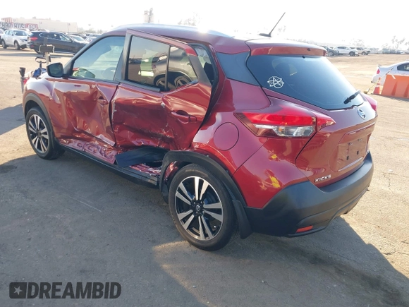 2019 Nissan Kicks SV with VIN 3N1CP5CU3KL493055, listed as a IAAI auction lot 41313642 with 57,520 mi miles. Bid and sale history available at carsss.com. Image 3.