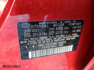 2021 Hyundai Sonata SEL with VIN KMHL64JA9MA166653, listed as a Copart auction lot 43030605 with 42,849 mi miles and Salvage Title. Bid and sale history available at carsss.com. Image 14.