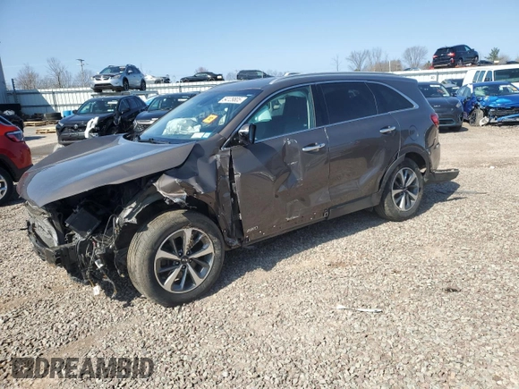 2019 Kia Sorento EX V6 with VIN 5XYPHDA59KG448467, listed as a Copart auction lot 54129805 with 57,185 mi miles and Salvage Title. Bid and sale history available at carsss.com. Image 1.