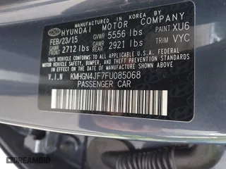 2015 Hyundai Genesis 5.0L with VIN KMHGN4JF7FU085068, listed as a IAAI auction lot 41679660 with 66,540 mi miles. Bid and sale history available at carsss.com. Image 9.