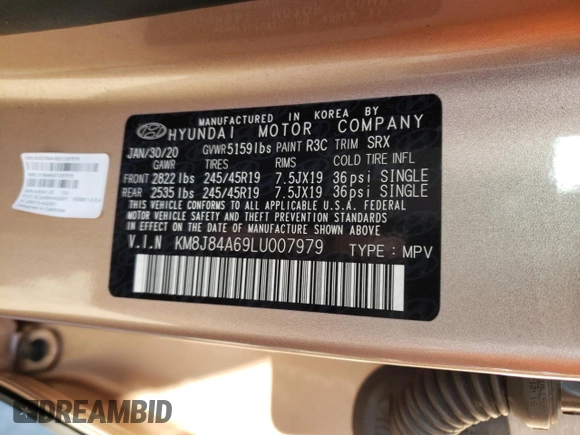 2020 Hyundai NEXO Limited z VIN KM8J84A69LU007979, wystawiony jako Copart lot #88574595 z przebiegiem 21 640 mil mil oraz Szkoda całkowita • Salvage title. Historia ofert i sprzedaży dostępna na DreamBid. Obrazek 13.