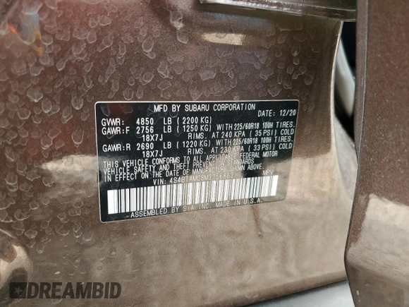 2021 Subaru Outback Limited with VIN 4S4BTAMC8M3156863, listed as a Copart auction lot 58729645 with 29,049 mi miles and Salvage title. Bid and sale history available at DreamBid. Image 14.