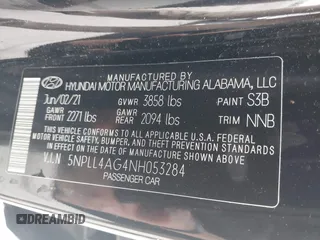 2022 Hyundai Elantra SE with VIN 5NPLL4AG4NH053284, listed as a IAAI auction lot 41964944 with 35,452 mi miles and . Bid and sale history available at DreamBid. Image 9.