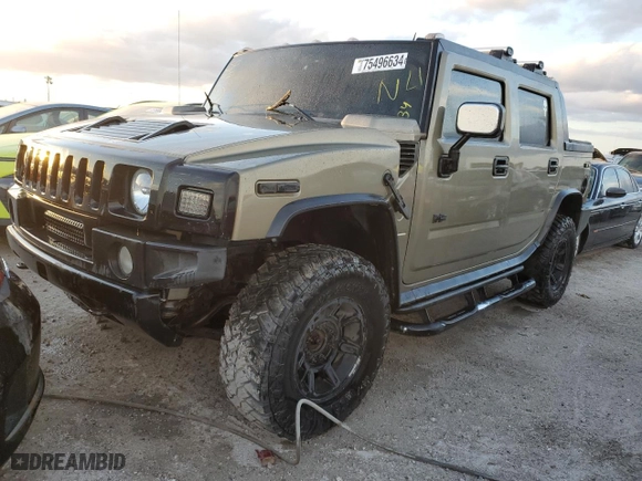 2005 Hummer H2 SUT with VIN 5GRGN22U05H116639, listed as a Copart auction lot 75496634 with 106,012 mi miles and Non Repairable. Bid and sale history available at carsss.com. Image 1.