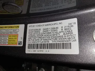 2018 Honda Accord Sedan LX 1.5T with VIN 1HGCV1F11JA155755, listed as a IAAI auction lot 41763914 with 62,897 mi miles. Bid and sale history available at carsss.com. Image 9.