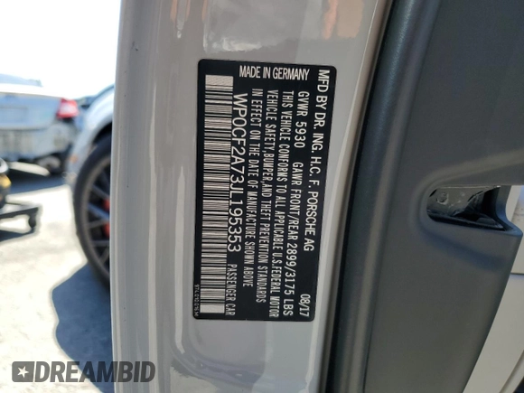 2018 Porsche Panamera z VIN WP0CF2A73JL195353, wystawiony jako Copart lot #49626684 z przebiegiem 18 514 mil mil oraz Szkoda całkowita • Salvage title. Historia ofert i sprzedaży dostępna na DreamBid. Obrazek 13.