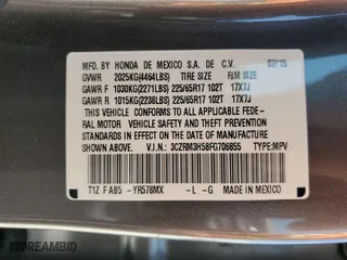 2015 Honda CR-V EX with VIN 3CZRM3H58FG706855, listed as a Copart auction lot 52007105 with 28,544 mi miles and Salvage Title. Bid and sale history available at carsss.com. Image 12.
