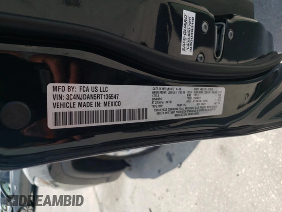 2024 Jeep Compass Sport with VIN 3C4NJDAN5RT136547, listed as a Copart auction lot 59249605 with 10,617 mi miles and Salvage title. Bid and sale history available at DreamBid. Image 12.