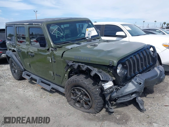 2022 Jeep Wrangler Unlimited Sport S with VIN 1C4HJXDG2NW196267, listed as a IAAI auction lot 41544282 with 18,547 mi miles. Bid and sale history available at carsss.com. Image 1.
