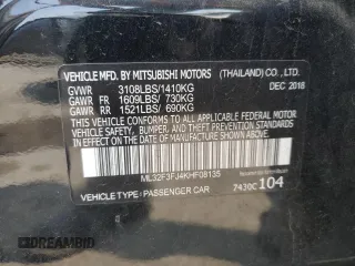 2019 Mitsubishi Mirage ES with VIN ML32F3FJ4KHF08135, listed as a Copart auction lot 59412865 with 89,324 mi miles and Salvage title. Bid and sale history available at DreamBid. Image 12.