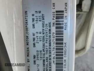 2012 Mazda 3 i Touring z VIN JM1BL1L78C1671879, wystawiony jako Copart lot #54395595 z przebiegiem 169 714 mil mil oraz Nie do naprawy • Non repairable. Historia ofert i sprzedaży dostępna na DreamBid. Obrazek 12.