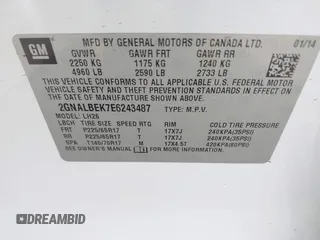 2014 Chevrolet Equinox LT with VIN 2GNALBEK7E6243487, listed as a IAAI auction lot 41886244 with 229,645 mi miles. Bid and sale history available at carsss.com. Image 9.