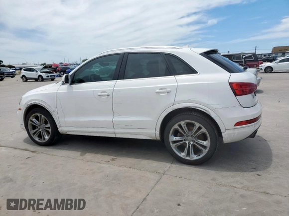 2016 Audi Q3 Premium Plus with VIN WA1EFCFS6GR005296, listed as a Copart auction lot 55215265 with 104,899 mi miles and Salvage title. Bid and sale history available at DreamBid. Image 2.