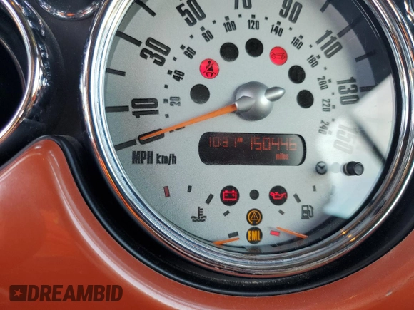 2006 MINI Convertible S with VIN WMWRH33576TF89127, listed as a Copart auction lot 49763365 with 150,446 mi miles and Salvage title. Bid and sale history available at DreamBid. Image 9.