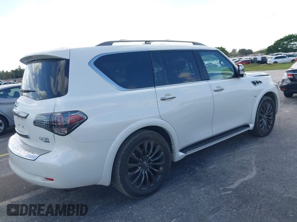 2016 Infiniti QX80 with VIN JN8AZ2NE6G9125296, listed as a IAAI auction lot 40869127 with 96,998 mi miles. Bid and sale history available at carsss.com. Image 4.