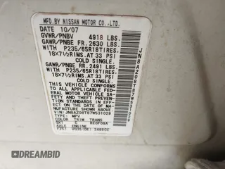 2007 Nissan Murano S z VIN JN8AZ08T87W531029, wystawiony jako IAAI lot #42371860 z przebiegiem 103 735 mil mil oraz . Historia ofert i sprzedaży dostępna na DreamBid. Obrazek 9.