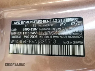 2022 Mercedes-Benz A 220 with VIN W1K3G4EB6NJ325513, listed as a Copart auction lot 45396145 with 49,115 mi miles and Salvage Title. Bid and sale history available at DreamBid. Image 12.
