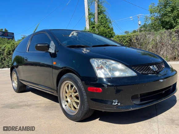 2002 Honda Civic Si with VIN SHHEP33512U305844, listed as a Copart auction lot 76637184 with 202,342 mi miles and Clean Title. Bid and sale history available at carsss.com. Image 1.