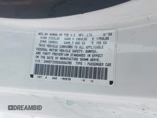 2004 Honda Civic Si with VIN SHHEP33554U504785, listed as a IAAI auction lot 42250257 with 223,079 mi miles and . Bid and sale history available at DreamBid. Image 9.