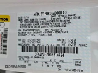 2016 Ford Fusion SE с VIN 3FA6P0H70GR314724, выставлен на аукционе Copart как лот 56130185 с пробегом 95 842 миль миль и Списание • Salvage title. История ставок и продаж доступна на DreamBid. Изображение 12.