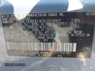 2009 Toyota RAV4 with VIN 2T3BF33V39W008781, listed as a IAAI auction lot 41679548 with 212,272 mi miles. Bid and sale history available at carsss.com. Image 9.