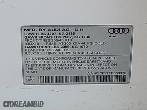 2015 Audi Q3 Prestige с VIN WA1FFCFS2FR008375, выставлен на аукционе Copart как лот 40861484 с пробегом 128 587 миль миль и . История ставок и продаж доступна на DreamBid. Изображение 12.