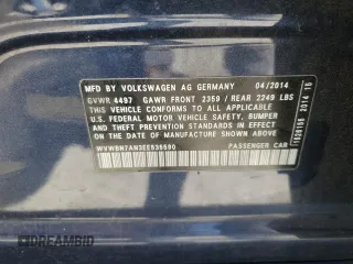 2014 Volkswagen CC R-Line with VIN WVWBN7AN3EE535590, listed as a Copart auction lot 67655594 with 89,808 mi miles and Non Repairable. Bid and sale history available at carsss.com. Image 12.