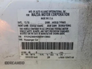 2011 Mazda Mazda6 i Sport with VIN 1YVHZ8BH0B5M13983, listed as a Copart auction lot 49128975 with 189,334 mi miles and Salvage Title. Bid and sale history available at carsss.com. Image 12.