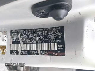 2008 Toyota Prius with VIN JTDKB20U883315723, listed as a IAAI auction lot 42521199 with 268,240 mi miles and . Bid and sale history available at DreamBid. Image 9.